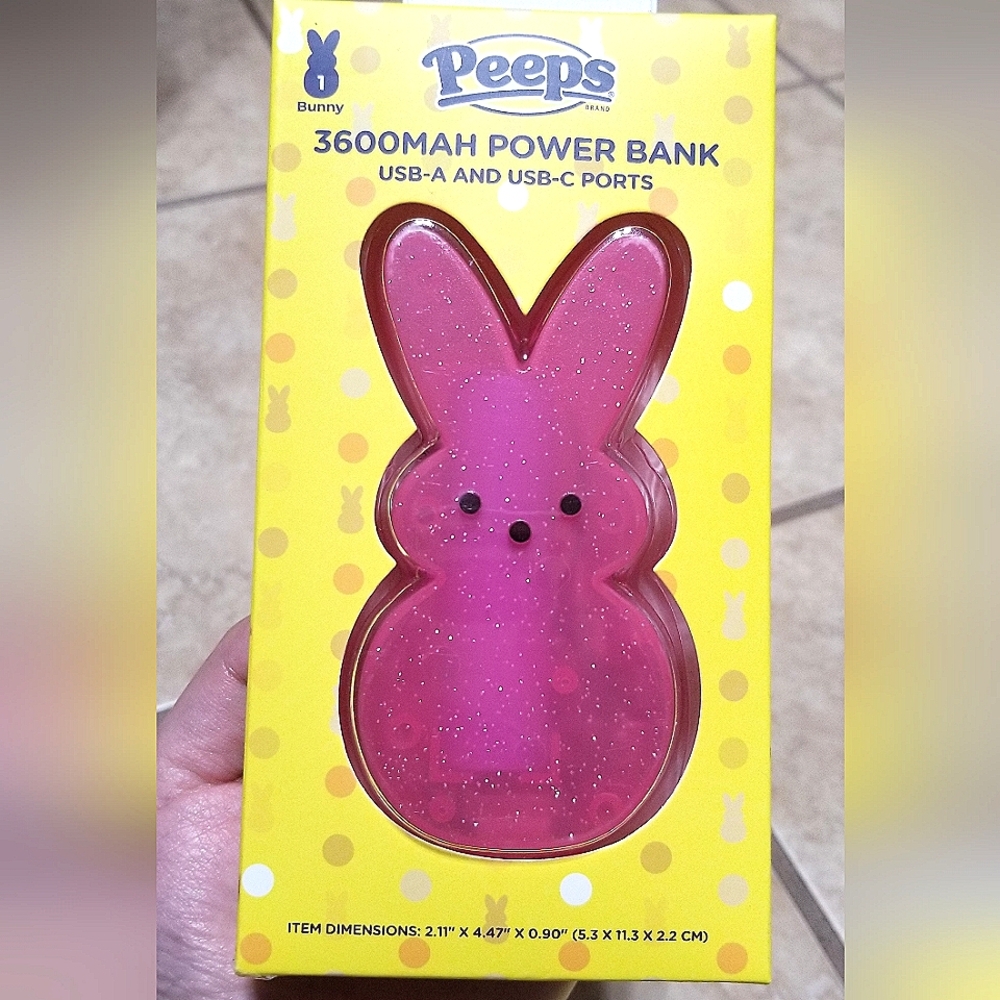 Peeps Pink 3600 MAH Power Bank With USB-A & USB-C Ports